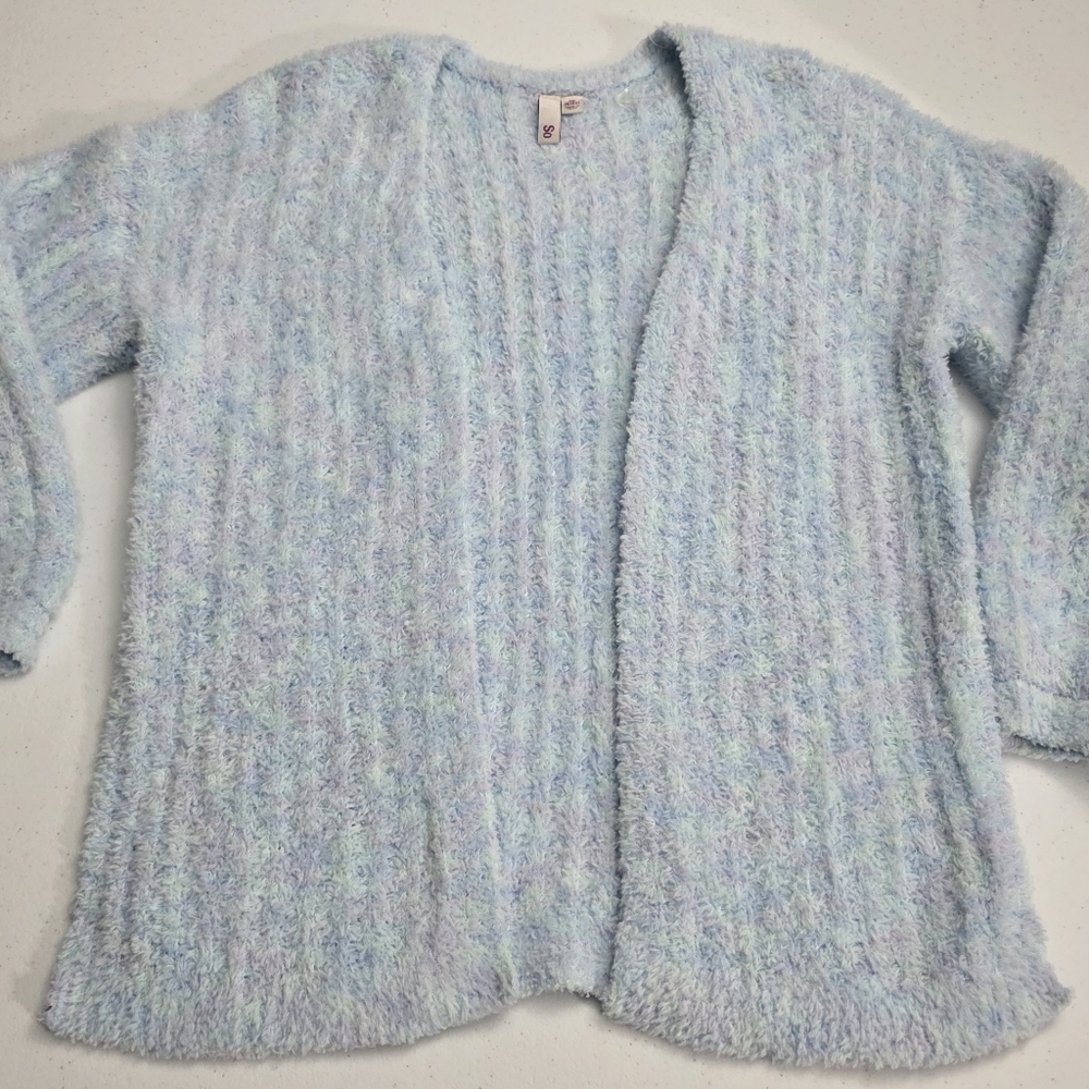 Girls Light Blue Soft Knitted Cardigan Throw Sweater Size 6/6x